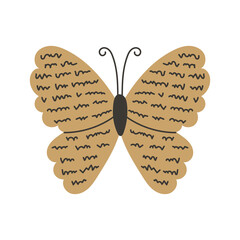 Butterfly with Text Wings Illustration. Poetic Moth. Delicate winged creature filled with handwriting symbolizing transformation creativity freedom imagination. Vector Icon