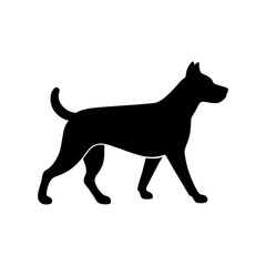 Dog Walking On Leash Silhouette Minimal And Simple White Background Only
