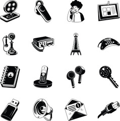Collection of Network and Communication Doodle Style Illustrations 