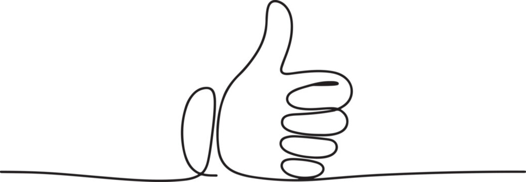 Thumbs up icon continuous single line drawing vector illustration, Satisfaction customer concept. one line Art icon drawing