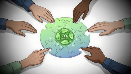 Carbon reduction and climate responsibility concept with footprint, clean energy, sustainability strategy, renewable transition and net zero emissions goals
