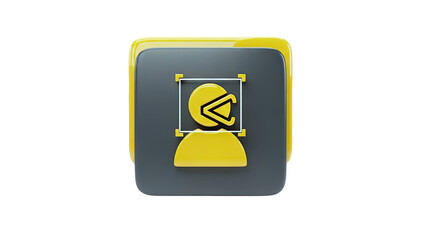 3D icon of face recognition technology on transparent background