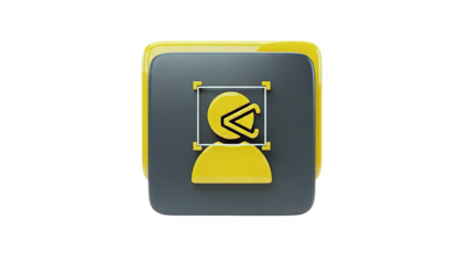 3D icon of face recognition technology on transparent background