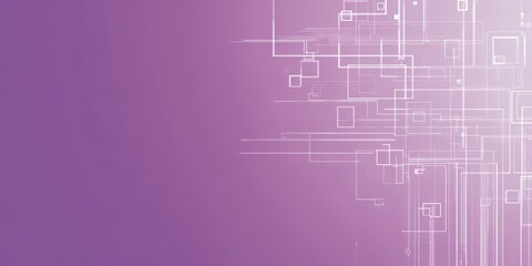 Fototapeta premium Abstract White Lines and Squares on Purple Gradient Background with Geometric Composition
