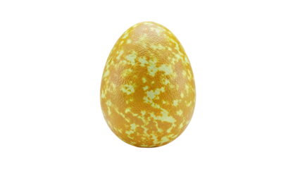 3D Textured golden egg with yellow and light green spots on transparent background