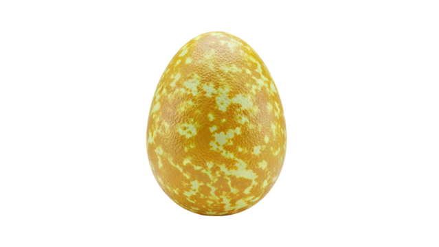 3D Textured golden egg with yellow and light green spots on transparent background - Powered by Adobe