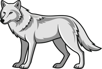 Fototapeta premium Arctic Wolf Illustration. Arctic Wolf Wildlife Animal. Arctic Wolf in Winter Landscape. Arctic Wolf Realistic Animal Art. Arctic Wolf Northern Wildlife. Arctic Wolf Standing Pose Illustration