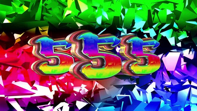 Triple Number five 3D text loop animation