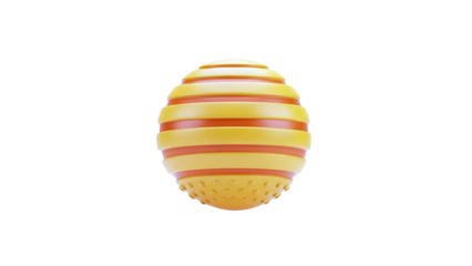 3D Abstract Yellow and Orange Striped Object on transparent background