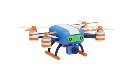 Obraz premium 3D cartoon drone with camera, transparent background