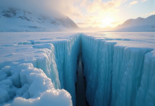 Fissured Ice Divide Majestic Crevasse Frozen Abyss Breathtaking Surge Natural Coldness