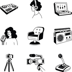Collection of Podcast Doodle Style Illustrations 

