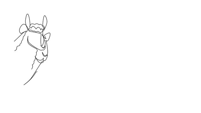 Self drawing animation of one line drawing of an animal, a hamster waving paw leg, a nature concept related to an international event Say Hi Day celebration. Full length animated