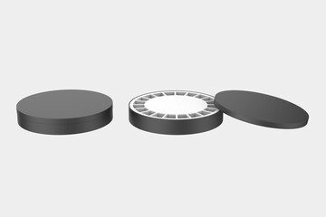 Recyclable round Shaped Box For Food, Chocolate, candy Etc. 3d illustration