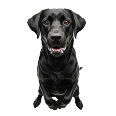 Fototapeta premium Black labrador sitting alertly isolated on transparent background