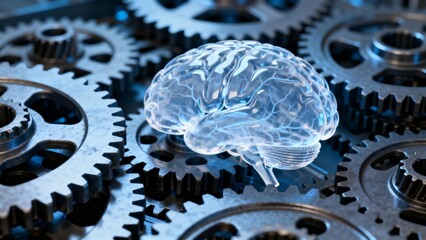 Glass brain on mechanical gears