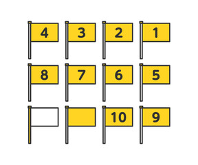 四角の旗。番号付き旗。フラッグ。Square flags. Numbered flags. Flags.