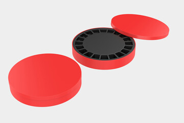 Recyclable round Shaped Box For Food, Chocolate, candy Etc. 3d illustration