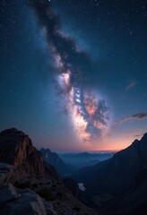 Fototapeta premium Stunning Milky Way Galaxy Stars Infinitely Arching Across Vast Cosmos Displaying Colorful Celestial Phenomena