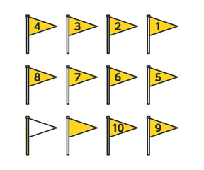 三角の旗。番号付き旗。フラッグ。Triangular flags. Numbered flags. Flags.