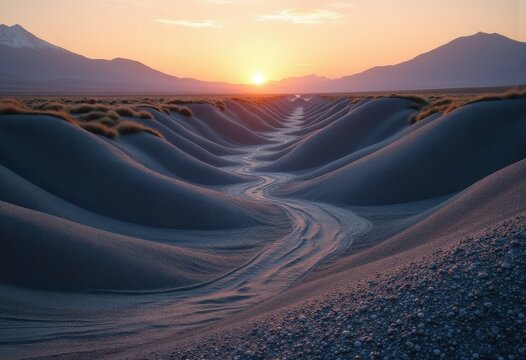 Winding Gravel Ridge Glacial Deposit - A Scenic Natural Formation of Earthy Undulations and Textured Concepts