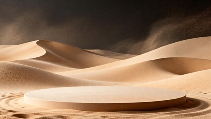 Desert sand dunes with circular platform