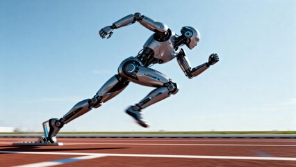 Robot sprinting on race track