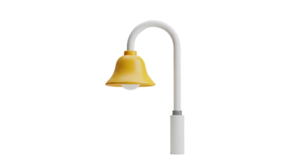 3D Yellow Bell Street Lamp on transparent background