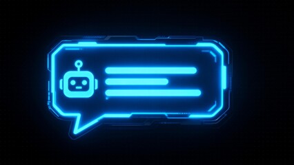Blue glowing robot chat bubble