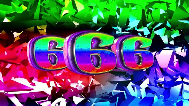 Triple Number six 3D text loop animation