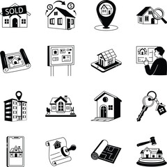 Collection of Real Estate Doodle Style Illustrations 

