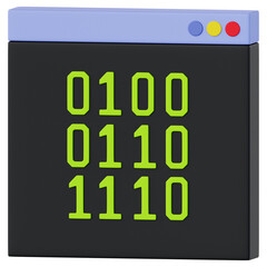 Professionally rendered 3D icon of Binary Code illustrating cybersecurity, encryption, and digital protection concepts. Ideal for apps, websites, fintech, cloud systems, and modern UI design.