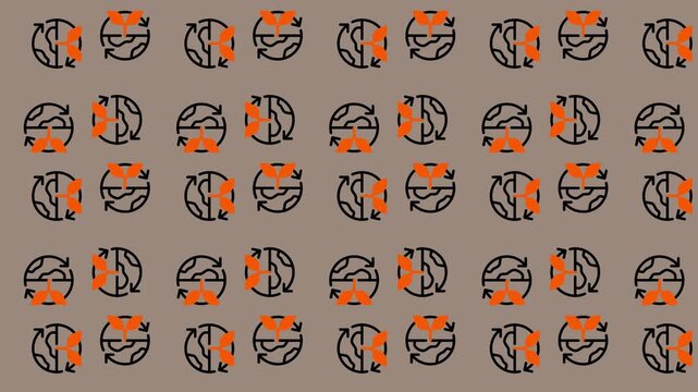 Abstract Geometric Pattern with Orange and Black Circles.