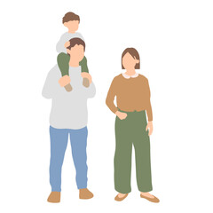 Fototapeta premium 肩車をする親子のイラスト｜休日の家族のイメージ