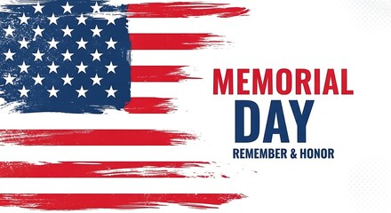 Memorial Day poster with American flag brush stroke and remembrance message
