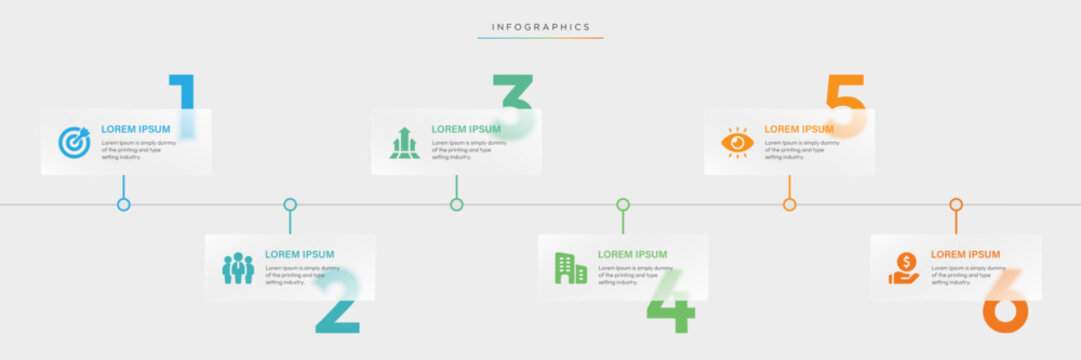 Infographics tab paper index template. Vector illustration abstract background. 6 Business step, banner, web design. Business infographic template. 6 Step timeline journey. 6 Step Infographic