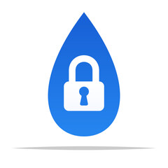 Water drop with padlock symbol vector isolated illustration