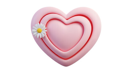 A pink heart shaped object with a flower isolated on transparent background
