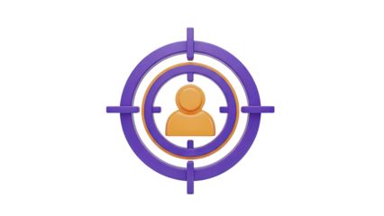 3D Targeting a user icon within a target graphic on transparent background