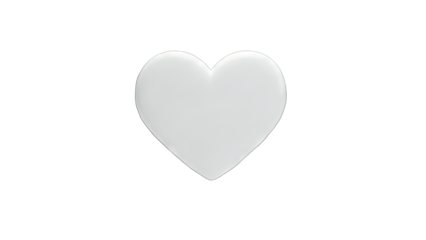 3D Glossy White Heart Shape Isolated on White on transparent background