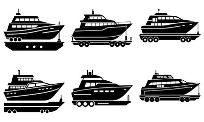 Six Yachts on Trailers with Transparent Background boat transportation