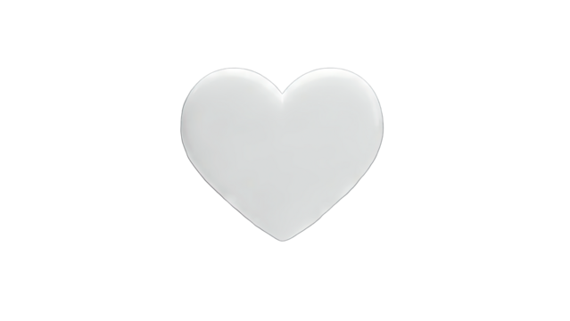 3D Glossy White Heart Shape Isolated on White on transparent background - Powered by Adobe