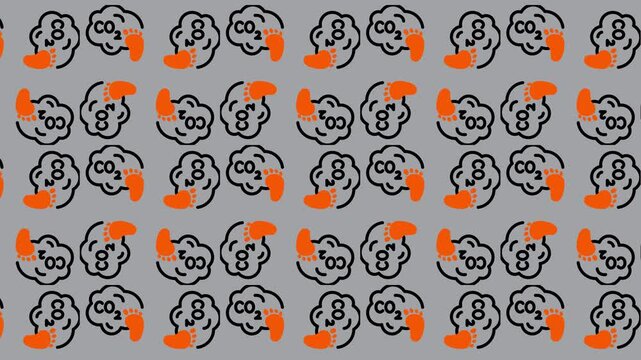 Abstract Pattern of CO2 Molecules and Number 8 Symbols.