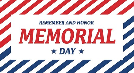 Memorial Day banner with American flag stars and patriotic red blue design

