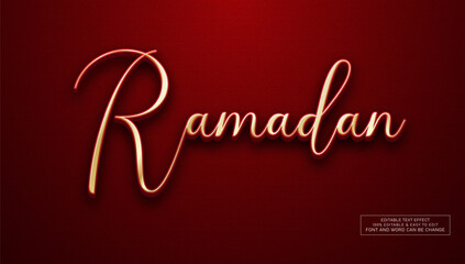 Ramadan Gold Calligraphy Text Effect on Deep Red Textured Background