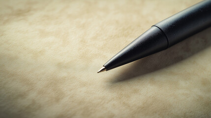 Luxury Fountain Pen on Vintage Leather Journal with Golden Nib and Copy Space