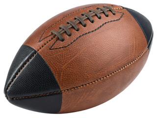 Brown leather rugby ball with black accents