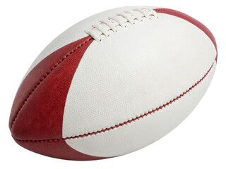 Rugby ball with white and red leather panels
