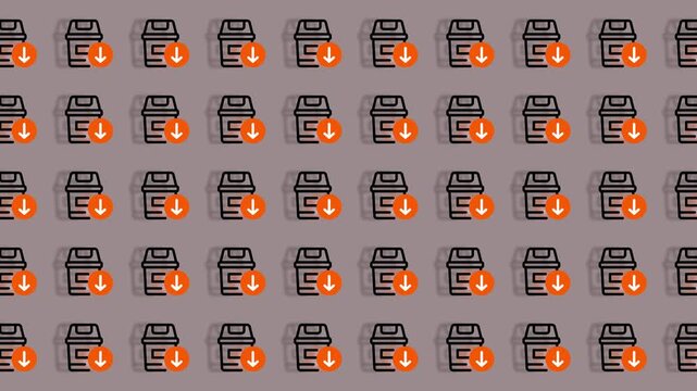 Recycling Bin Icon Pattern with Orange Glow.