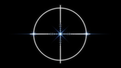 Minimalist Glowing White Circle Crosshair Reticle Isolated on Black